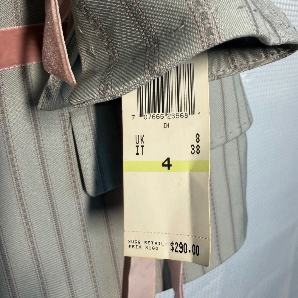 Kasper Skirt Suit 4 Gray Pink Pinstripe Ribbon Trim Blazer and Skirt Set‎ - Picture 9 of 11